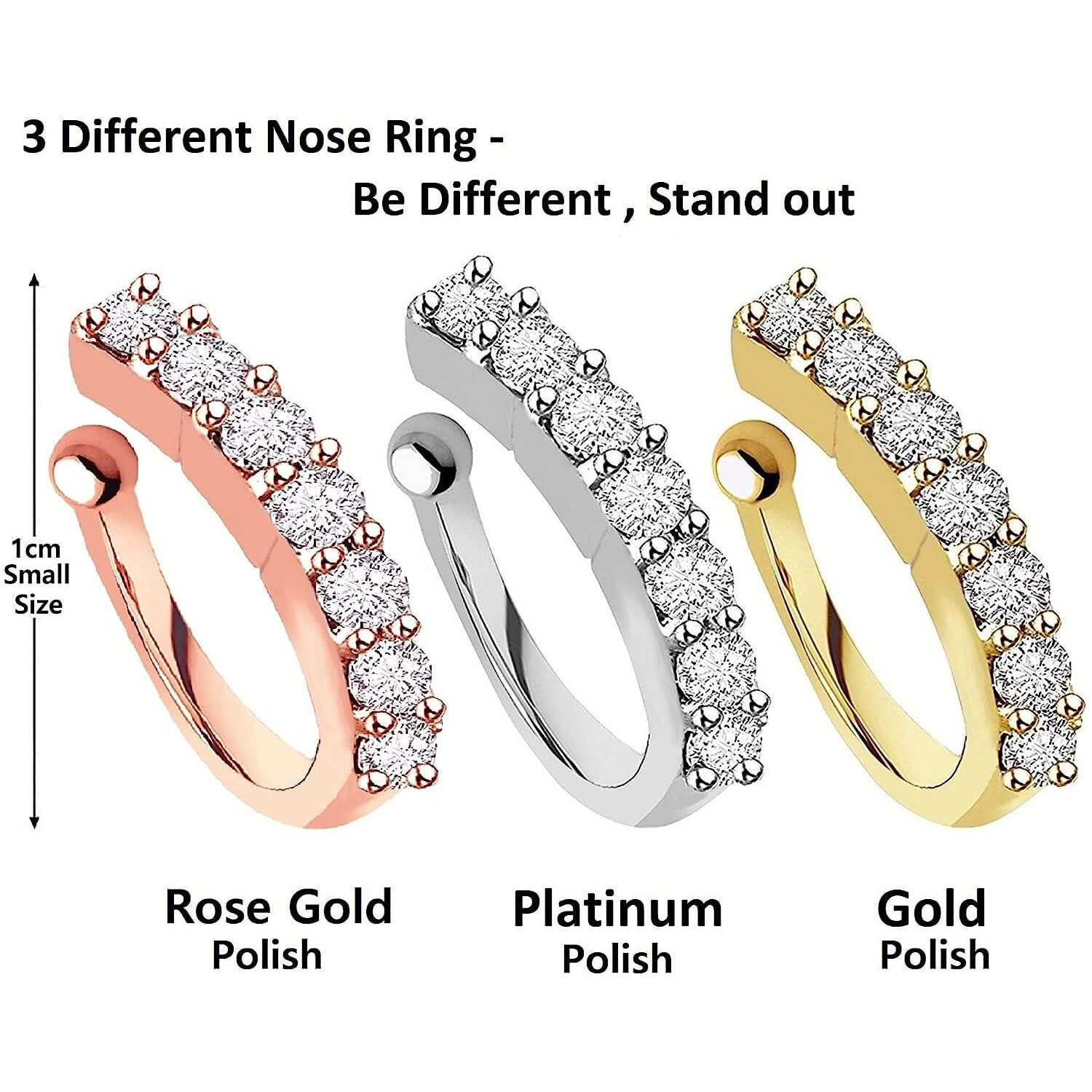 VAMA FASHIONS Clip on Nose rings without Piercing Pressing Press Type Combo Nose Pin Stud for Women & Girls (Clip On Pressing Nose ring)