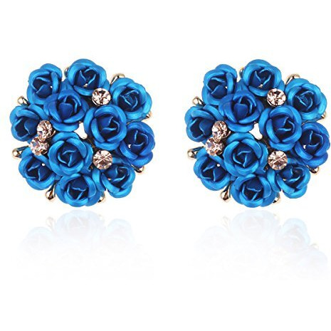 Shining Diva Fashion Blue Floral Gold Plated Stud Earrings for Women (9178er)