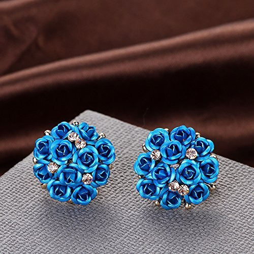 Shining Diva Fashion Blue Floral Gold Plated Stud Earrings for Women (9178er)