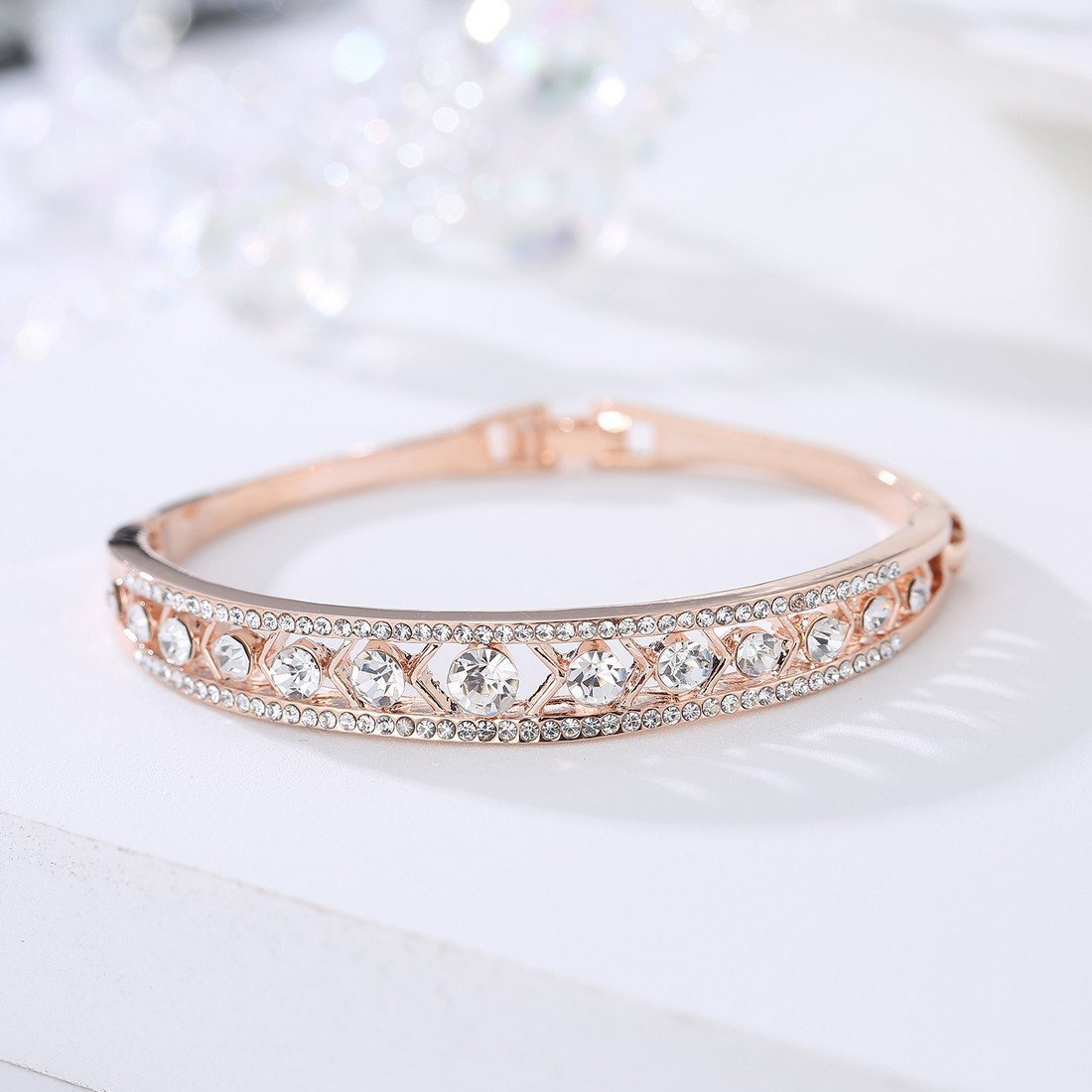 Jewels Galaxy Stylish Rose Gold Plated Bracelet Jewellery for Women (SMNJG-BNNG-3123)