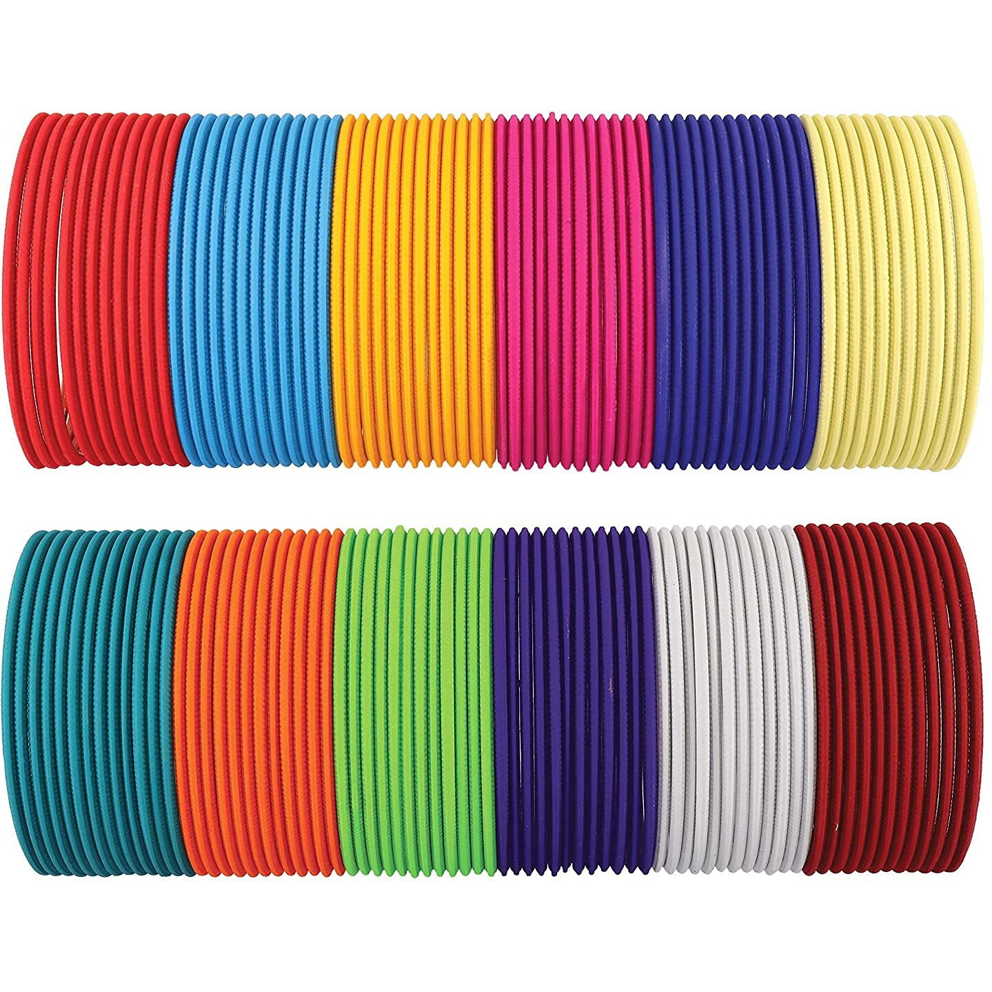 NMII Non-Precious Metal with Base Metal Neon Colour Matte Finished Bangle set for Women and Girls, (PP3-Multicolour_Pattern_2.10_Inches), Pack Of 144 Bangles
