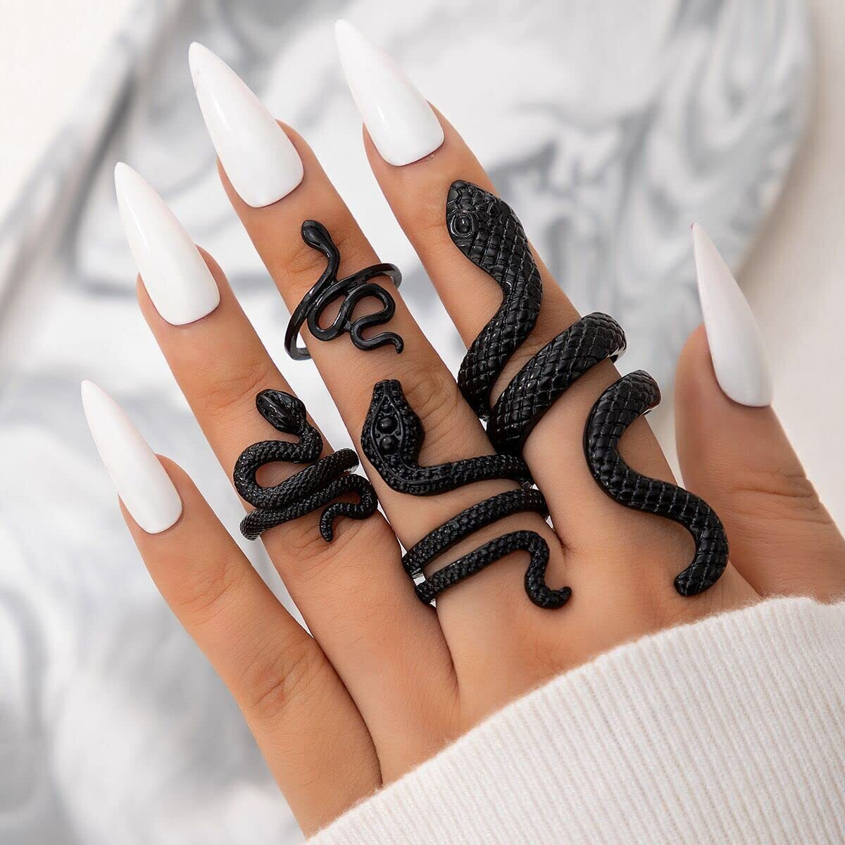 Shining Diva Fashion Stylish Rings for Women and Girls - Set of 4 (Black)(15152r)