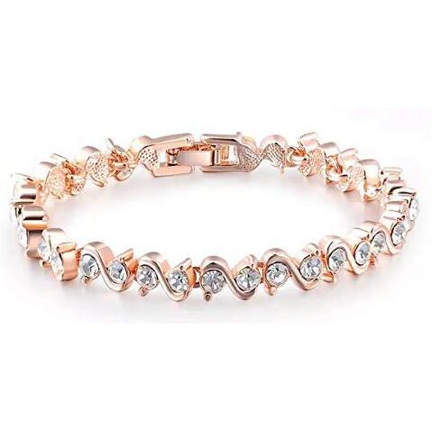 Shining Diva Fashion 18k Rose Gold Gold-plated Cubic Zirconia Stylish Bracelet for Women