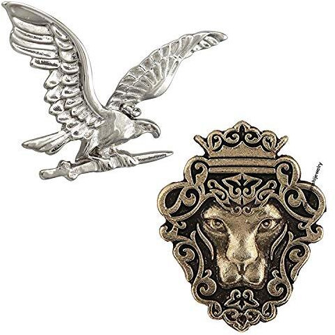 Mahi Classic Combo of Eagle-Shaped and Lion-Shaped Lapel Pin/Brooch for Men CO1104989M