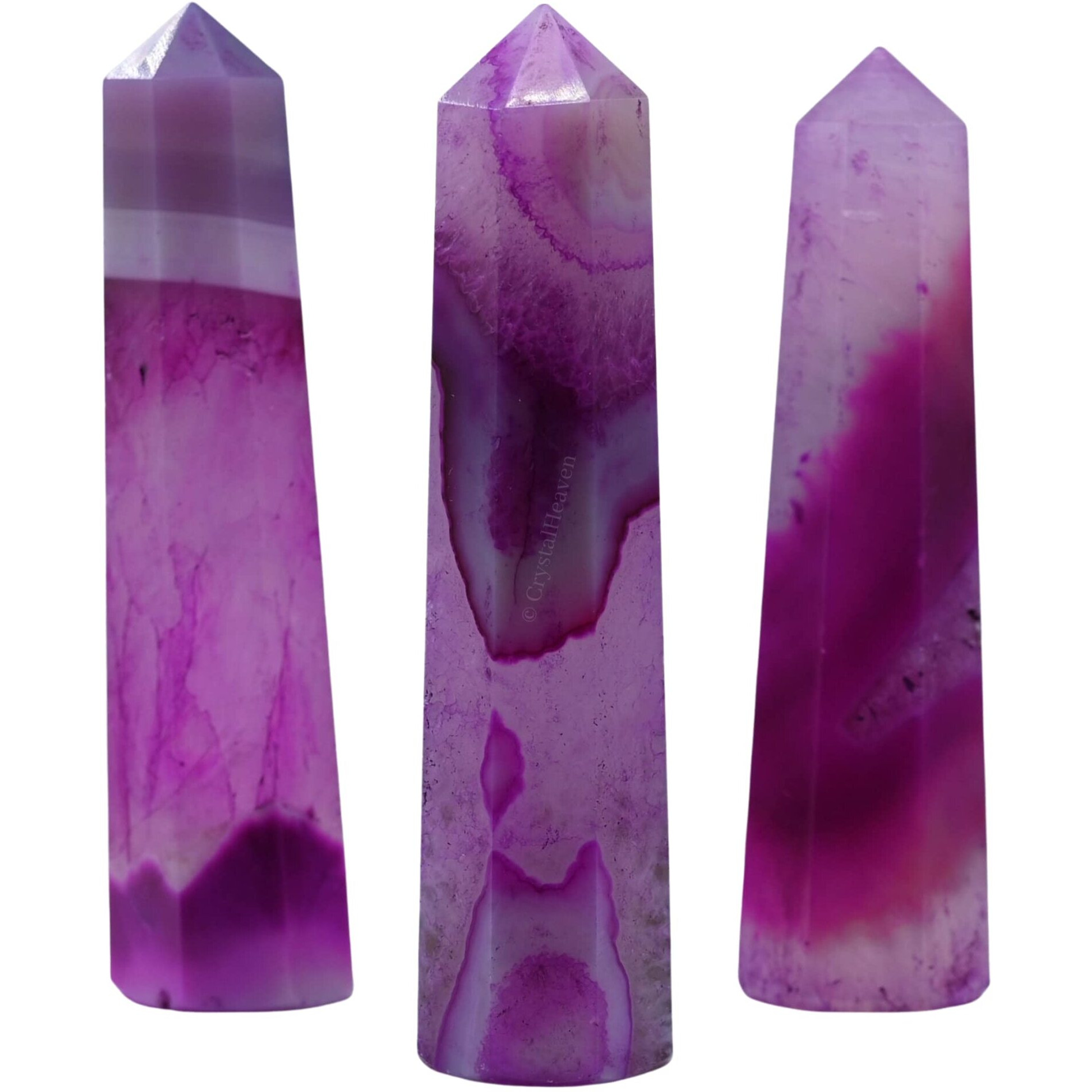 Crystal Heaven Pink Agate Crystal Tower Obelisk Point For Chakra, Healing And Balancing - Aaa Grade Original Certified Gemstone Agate For Reiki Meditation Yoga Spiritual (3-4 Inches)