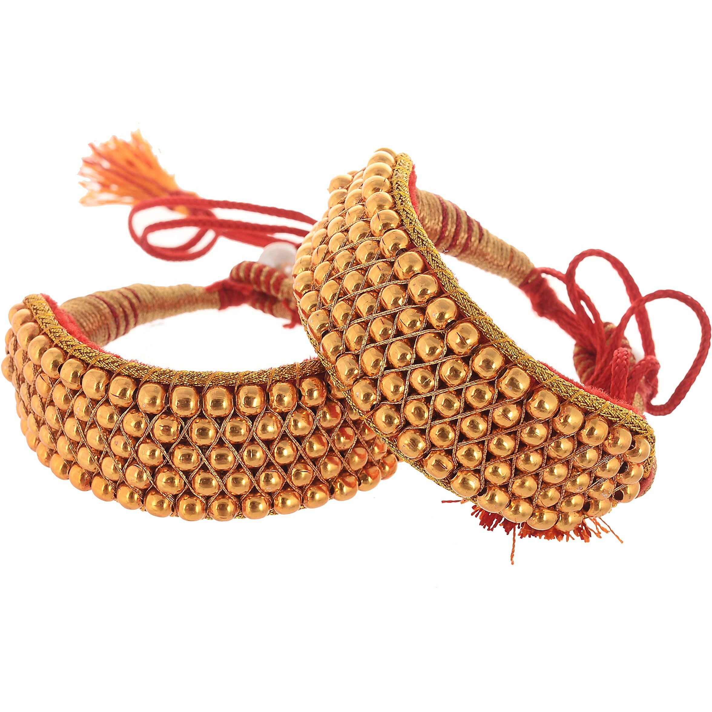 Handicraft Kottage Womens Traditional Gold Plated Royal Rajasthani Look Pochi Armlet Kada Bracelet| Bajuband Armlet | Bangles Set for Girls & Women (Gold)