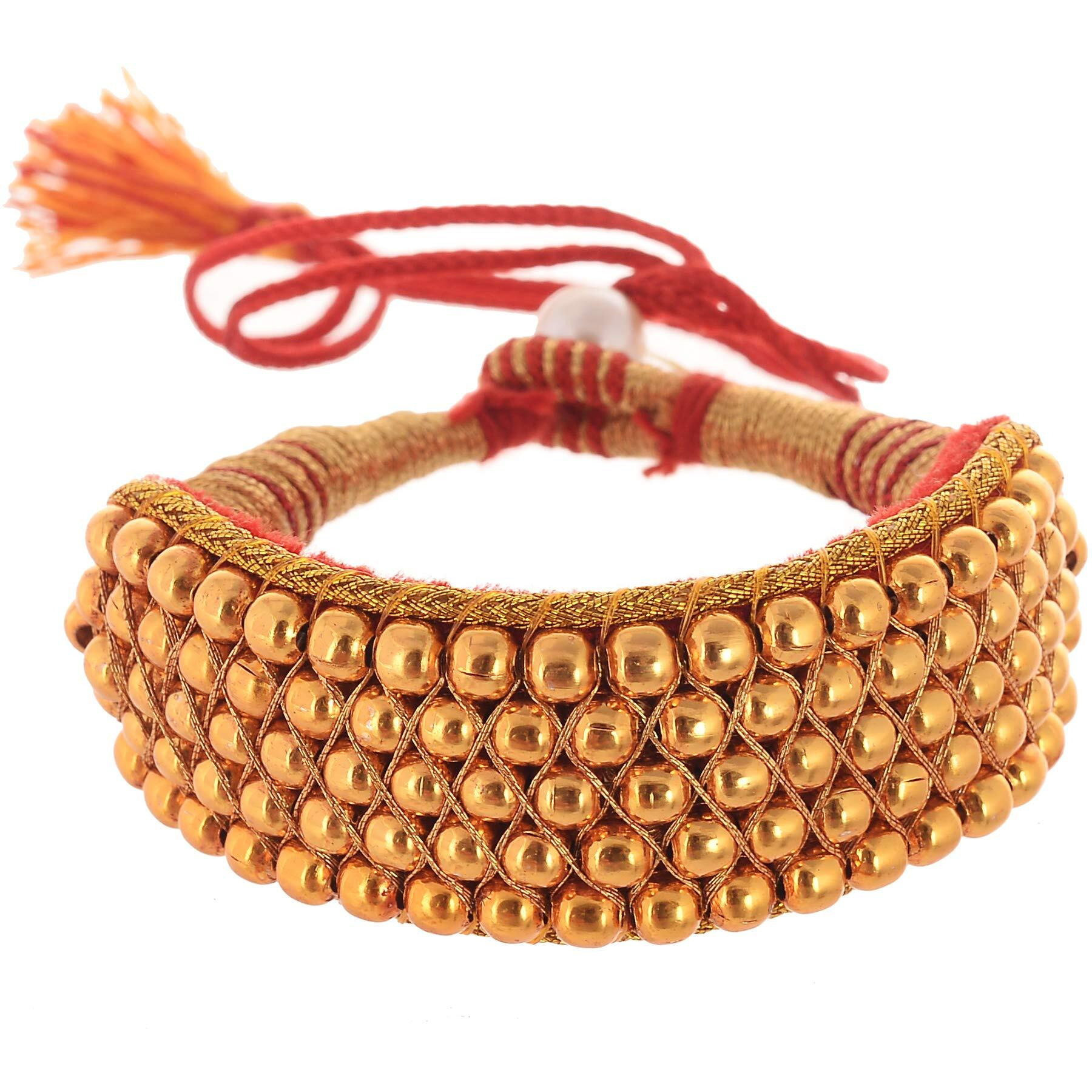 Handicraft Kottage Womens Traditional Gold Plated Royal Rajasthani Look Pochi Armlet Kada Bracelet| Bajuband Armlet | Bangles Set for Girls & Women (Gold)