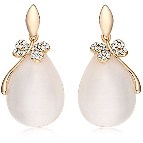 Shining Diva Fashion Latest Stylish Traditional Copper Drop Earrings for Women (White) (9572er)