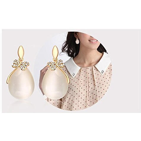 Shining Diva Fashion Latest Stylish Traditional Copper Drop Earrings for Women (White) (9572er)