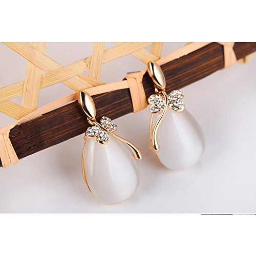 Shining Diva Fashion Latest Stylish Traditional Copper Drop Earrings for Women (White) (9572er)
