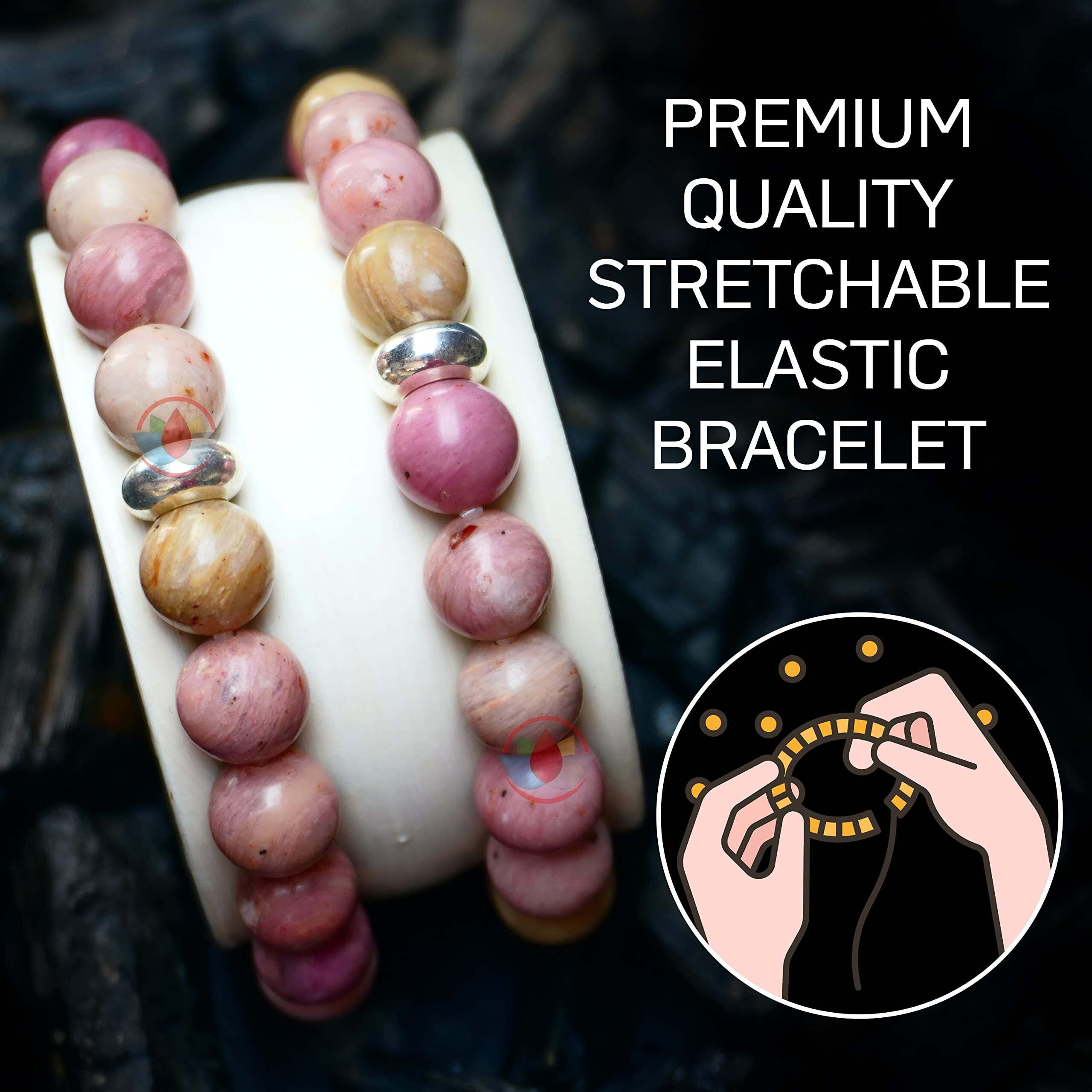 REMEDYWALA Unisex Adult Charged Energized Certified Rhodochrosite Bracelet For Reiki, Balance Chakra, Positive Energy, Healing | Rhodochrosite Stone Bracelet 8 Mm