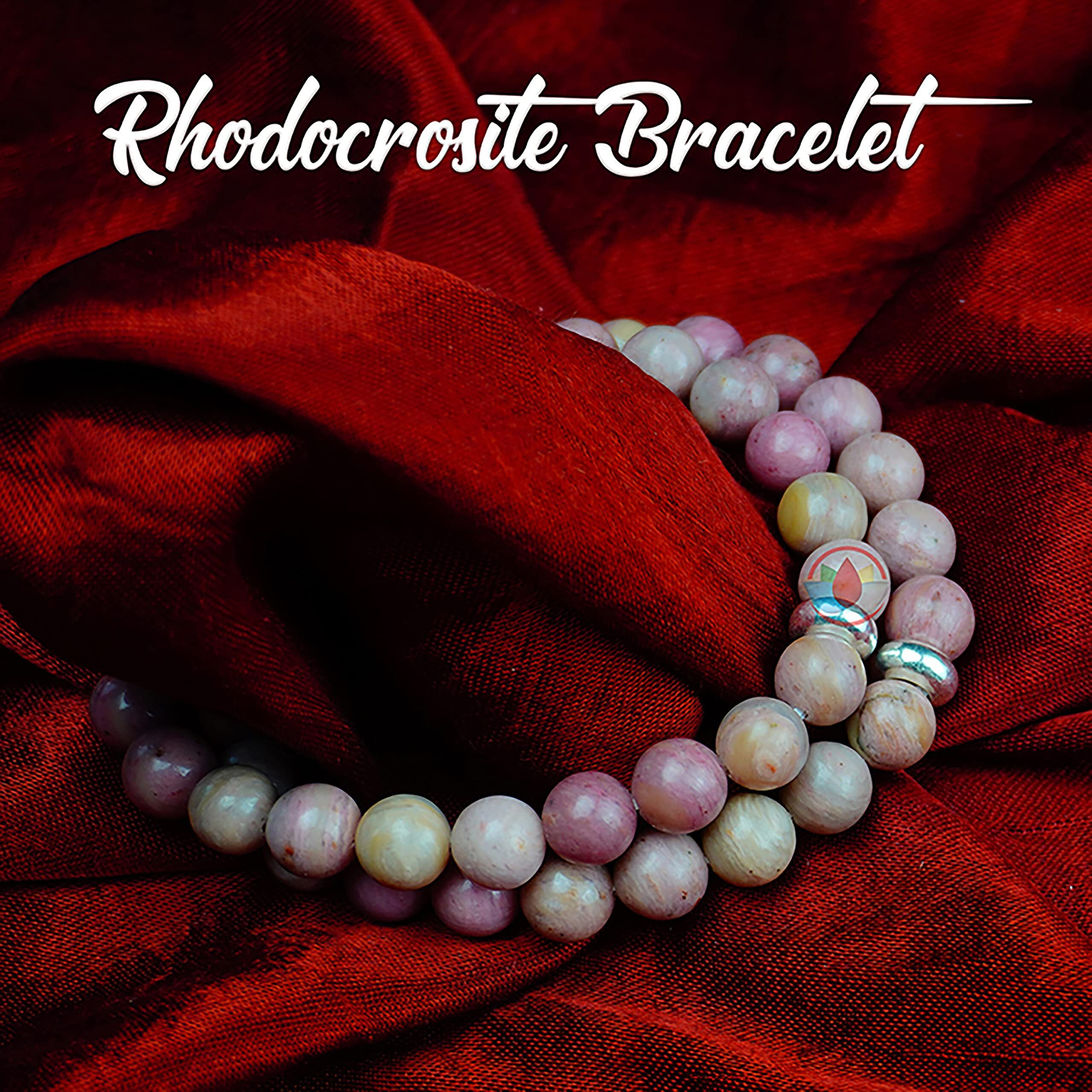 REMEDYWALA Unisex Adult Charged Energized Certified Rhodochrosite Bracelet For Reiki, Balance Chakra, Positive Energy, Healing | Rhodochrosite Stone Bracelet 8 Mm