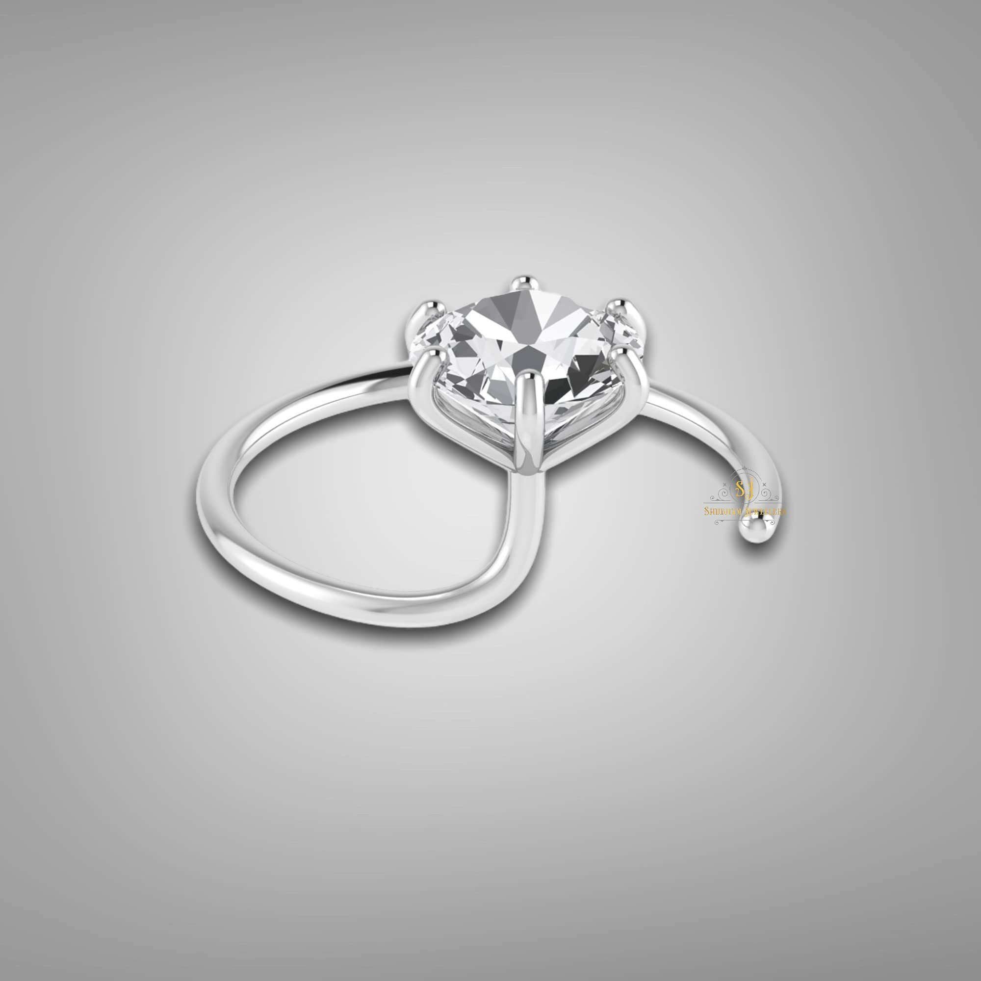 SJ SHUBHAM JEWELLERS 92.5-925 Sterling Silver Round Shape White Cubic Zirconia Prong Setting Nose Pin Stud for Women Girls Size 3mm