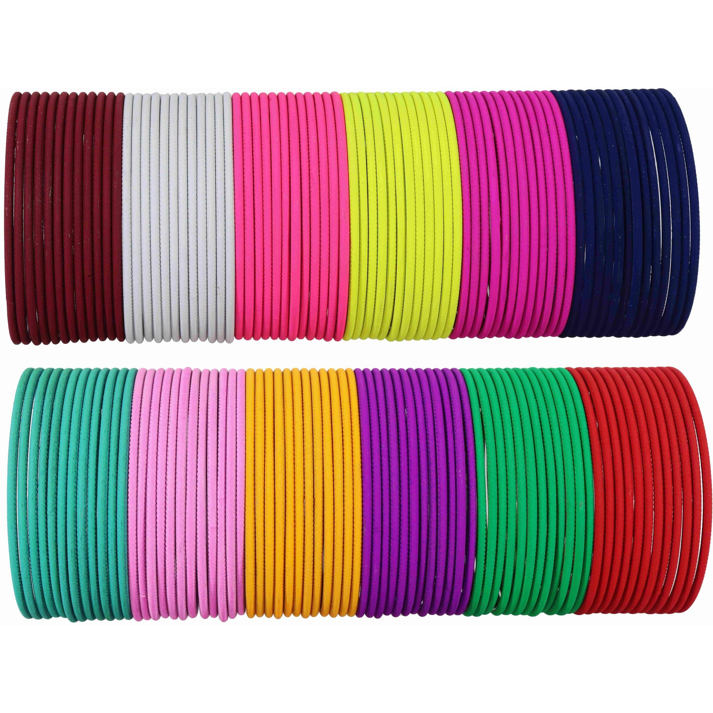 NMII Non-Precious Metal with Base Metal and Zig-Zag and Curved Pattern Glossy Finished Bangle set For Women and Girls, (Multicolour-Design-2 2.8_Inches), Pack Of 144 Bangles