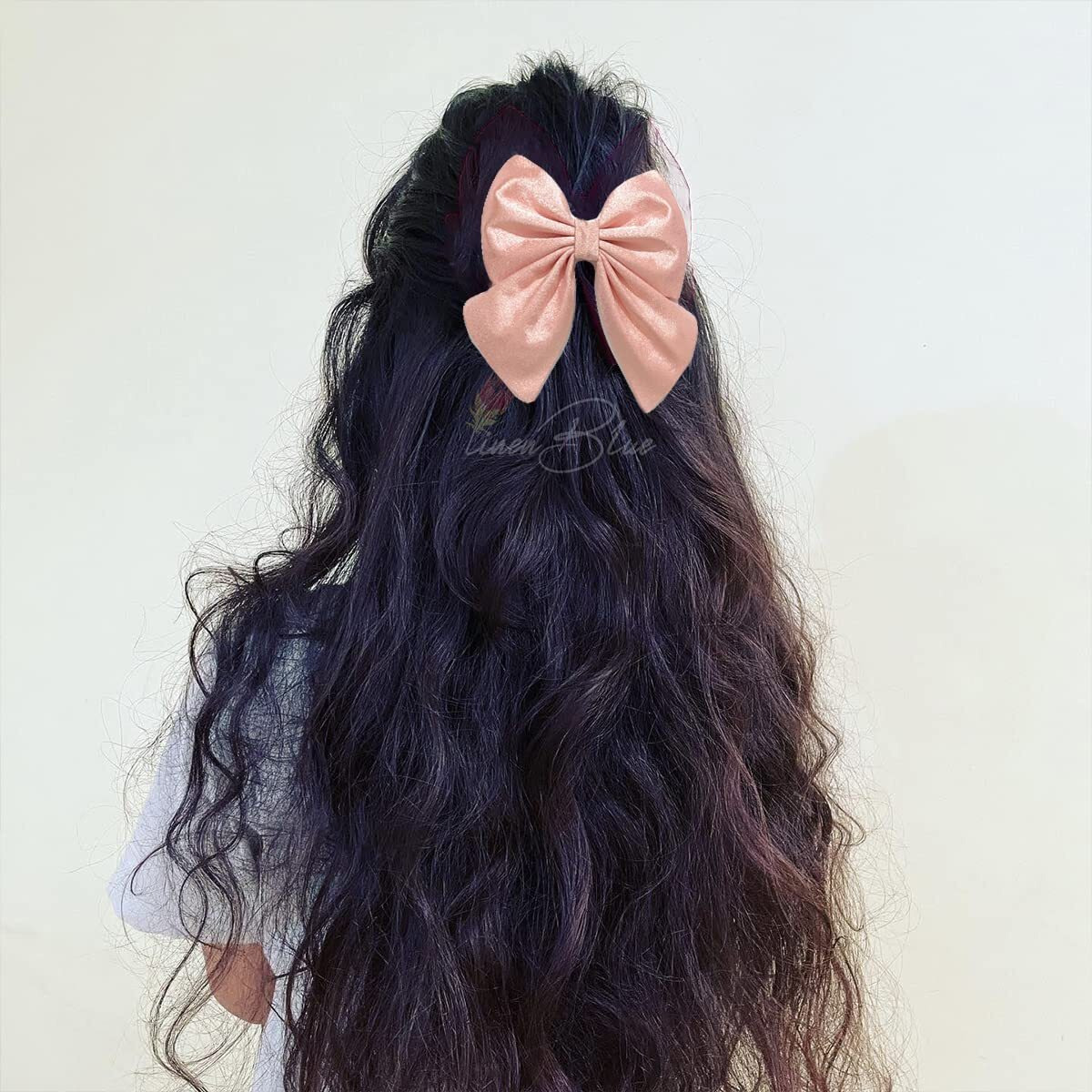 Linenblue Hair Sailor Bow Clip For Women & Girls (Melon Sailor Bow) (Pack Of 1)