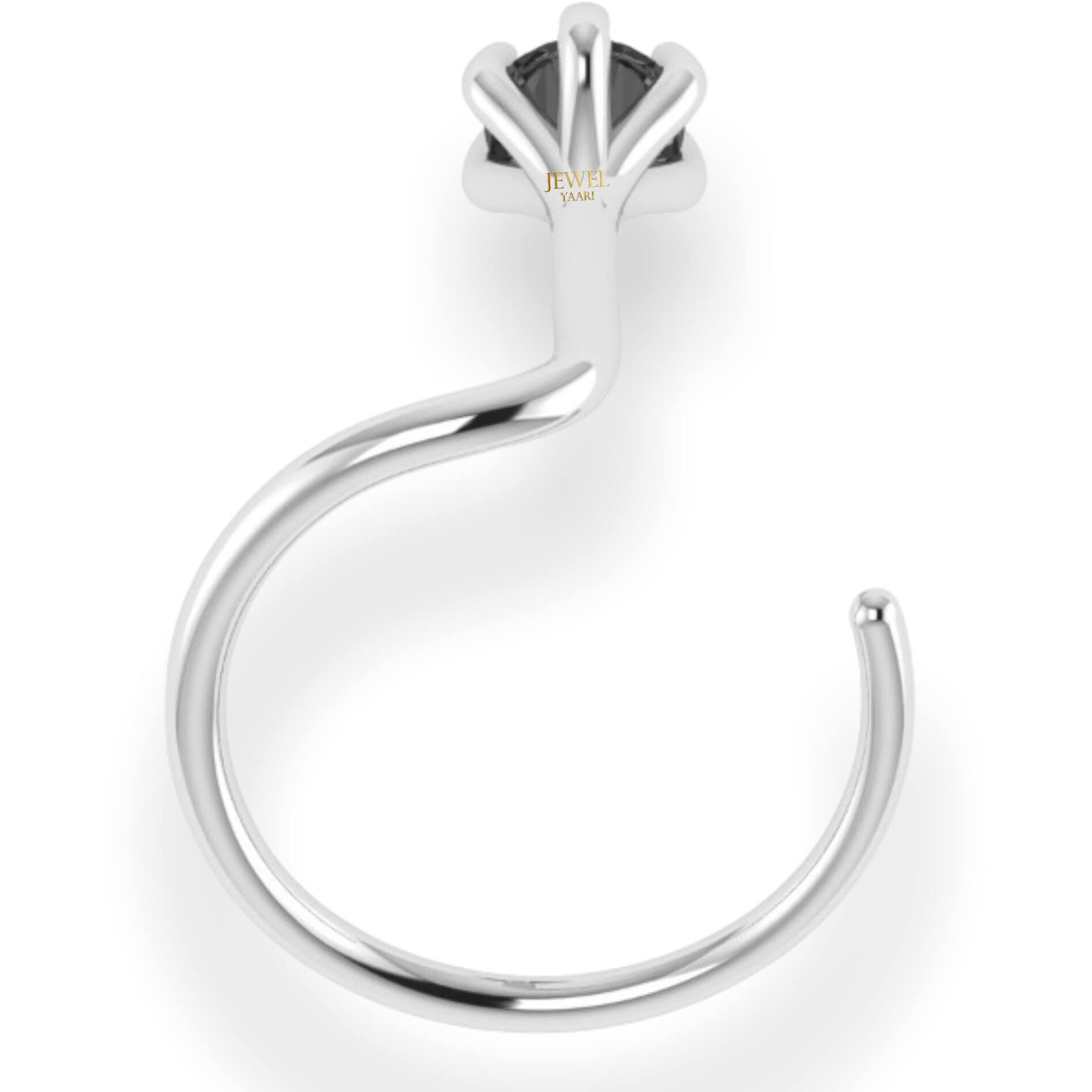 SJ SHUBHAM JEWELLERS 92.5-925 Sterling Silver Round Shape Black Cubic Zirconia Cup Setting Nose Pin Stud for Women Girls (2 MM Black)