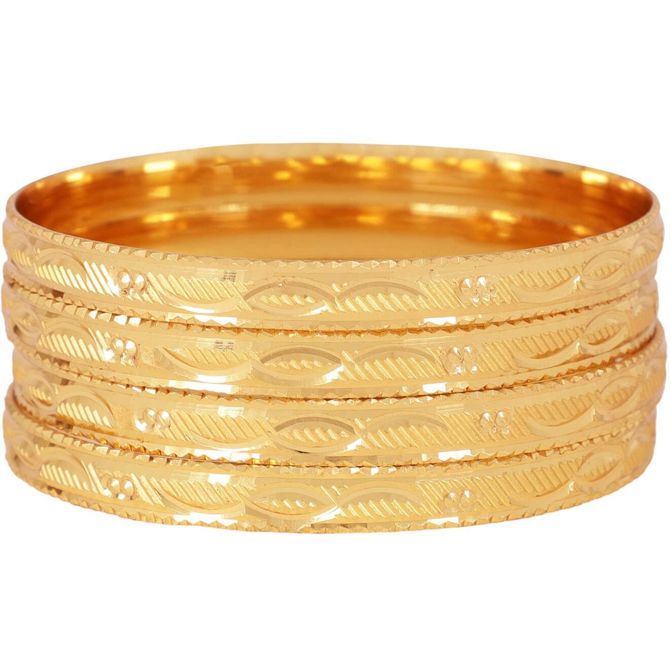 Shining Diva Fashion Set of 4 Latest Traditional Design One Gram Gold Plated Bracelet Bangle for Women and Girls (Design1) (11724b_2.8)