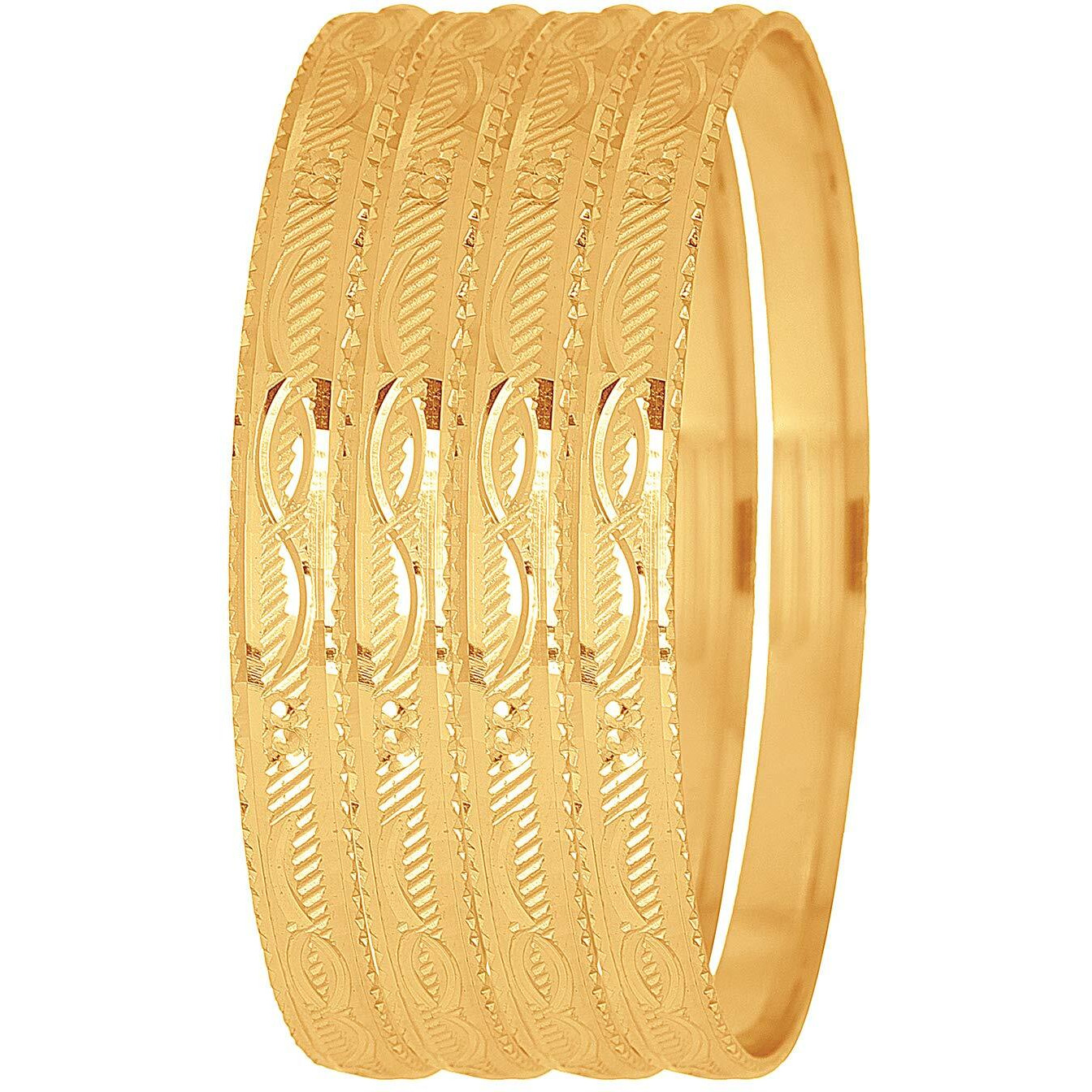 Shining Diva Fashion Set of 4 Latest Traditional Design One Gram Gold Plated Bracelet Bangle for Women and Girls (Design1) (11724b_2.8)