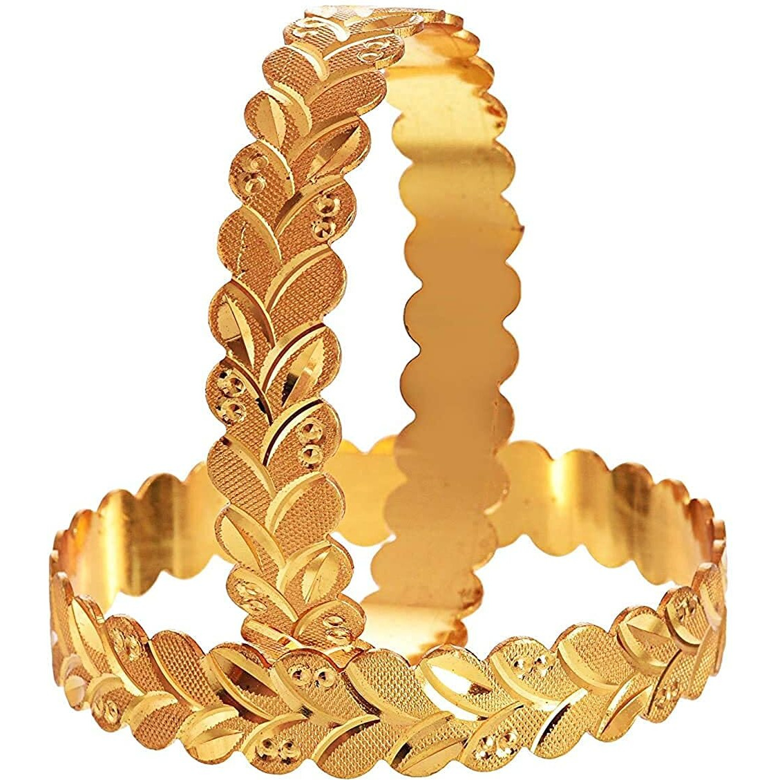 Handicraft Kottage Womens Gold Plated Traditional Designer Plain Bangles Kada For Women (HK-2020-Goldbangle-2) (2.10)
