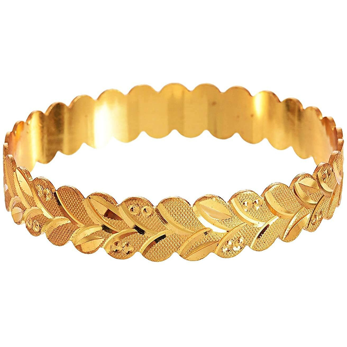 Handicraft Kottage Womens Gold Plated Traditional Designer Plain Bangles Kada For Women (HK-2020-Goldbangle-2) (2.10)