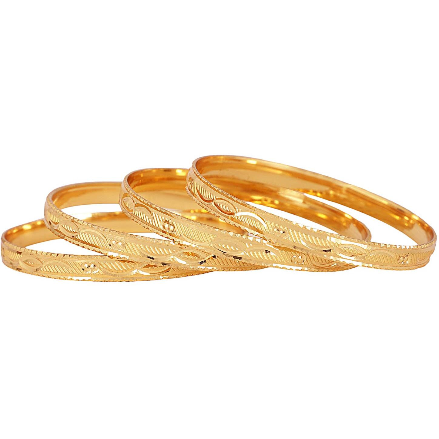 Shining Diva Fashion Set of 4 Latest Traditional Design One Gram Gold Plated Bracelet Bangle for Women and Girls (Design1) (11724b_2.4)