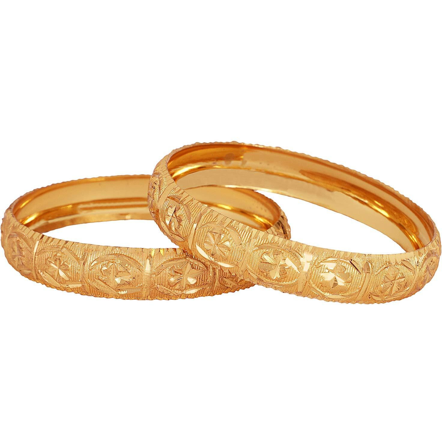 Shining Diva Fashion Set of 2 Latest Traditional Design One Gram Gold Plated Bracelet Bangle for Women and Girls (Design1) (11713b_2.6)