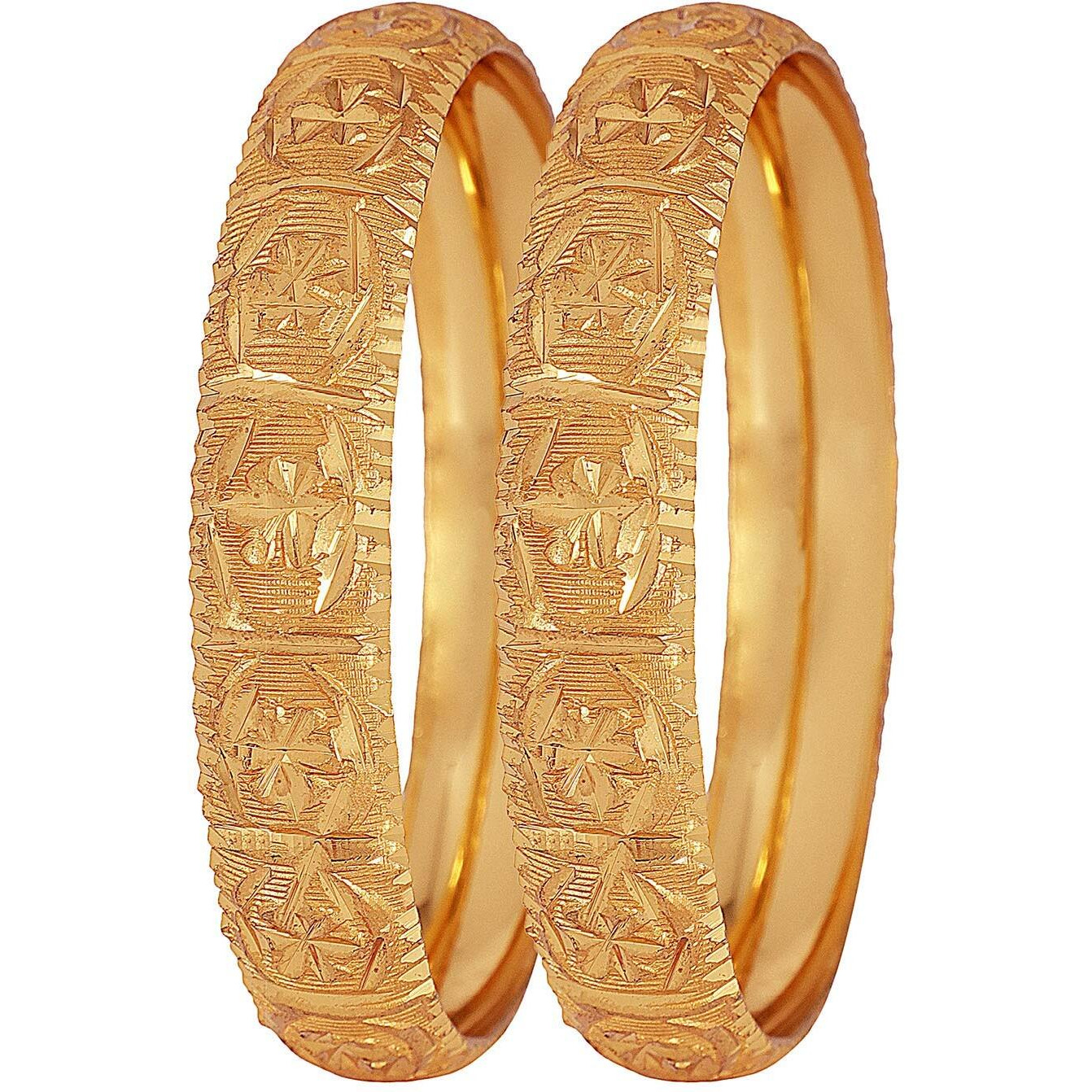 Shining Diva Fashion Set of 2 Latest Traditional Design One Gram Gold Plated Bracelet Bangle for Women and Girls (Design1) (11713b_2.6)