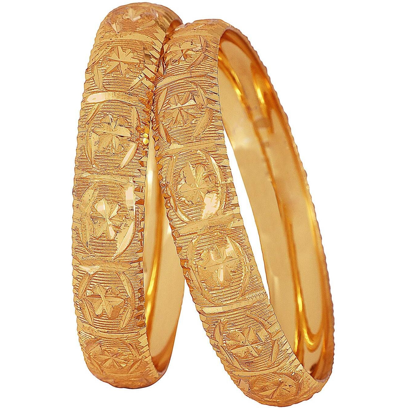 Shining Diva Fashion Set of 2 Latest Traditional Design One Gram Gold Plated Bracelet Bangle for Women and Girls (Design1) (11713b_2.6)