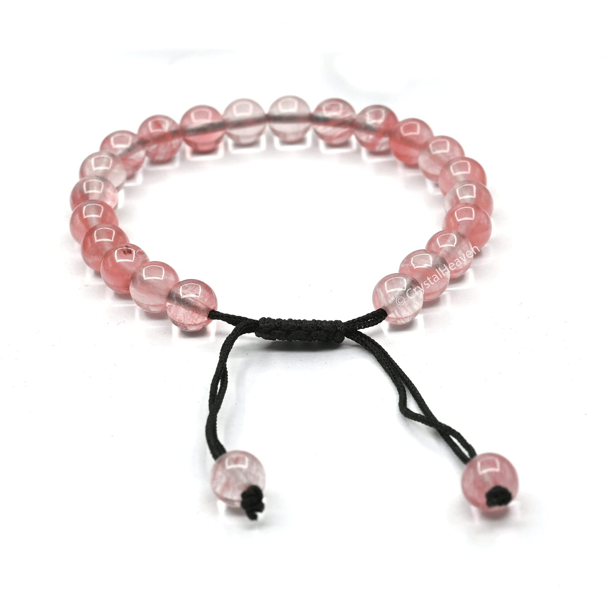 Crystal Heaven Cherry Quartz Crystal Bracelet for Women Men Natural Healing - AAA Grade Original Healing Gemstone Adjustable Bracelet for Yoga Reiki Meditation Feng Shui