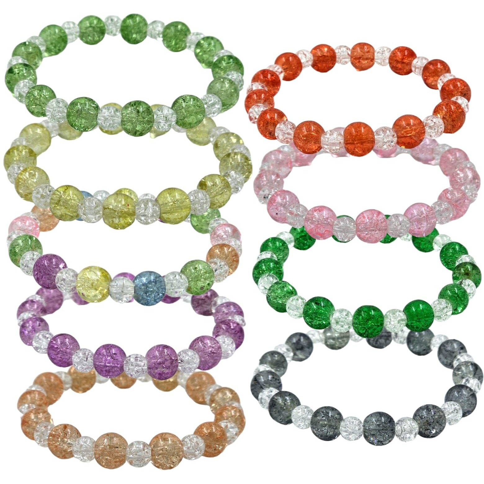 LACUM Navratri Glass Beads Bracelets Combo - Perfect Kanya Bhoj and Birthday Return Gifts for Girls (Combo_of_9Crushbead)
