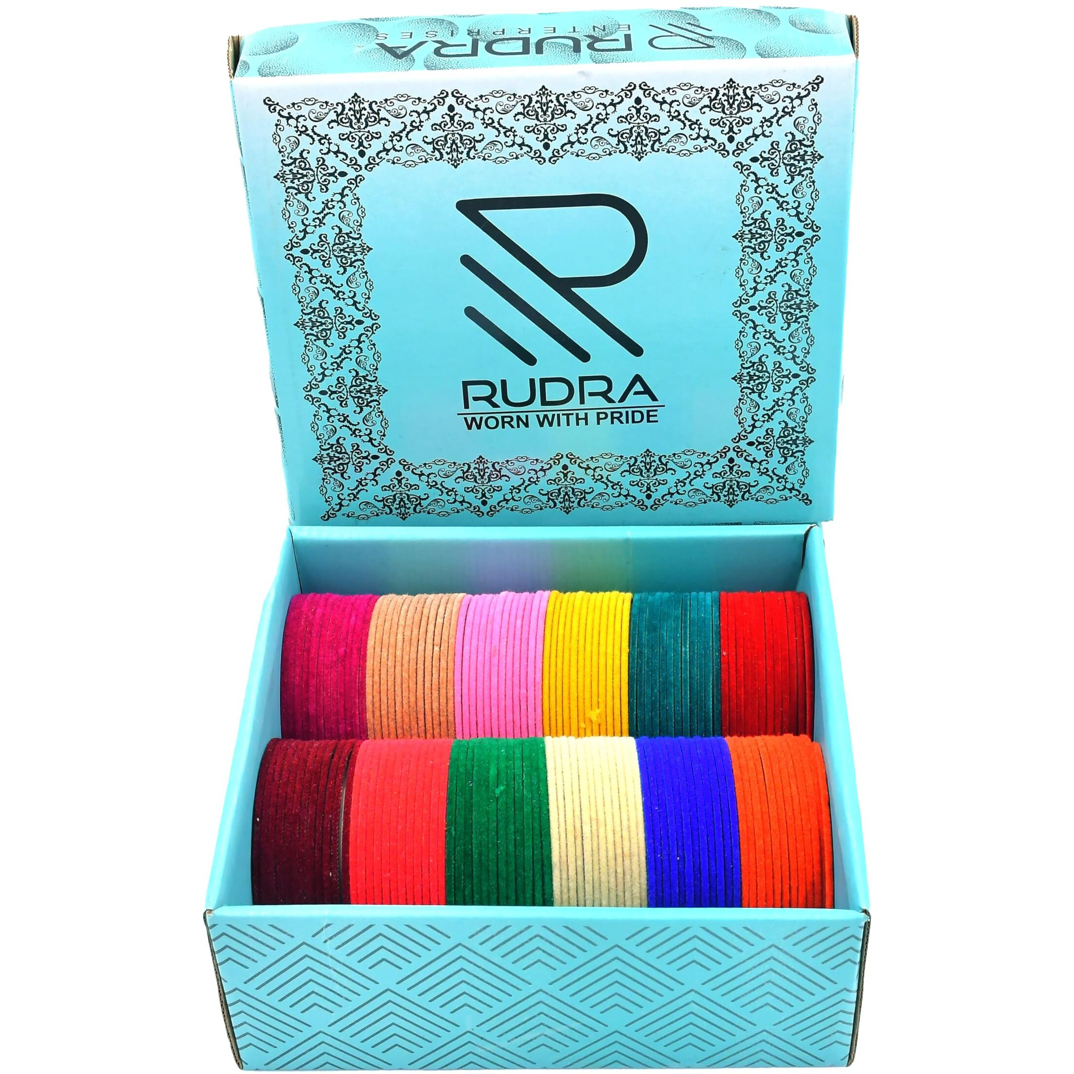 Rudra Enterprises Colorful Collection || Velvet Metal Bangles 12 Color Set For Women And Girls (Pack of 144) (2.12)