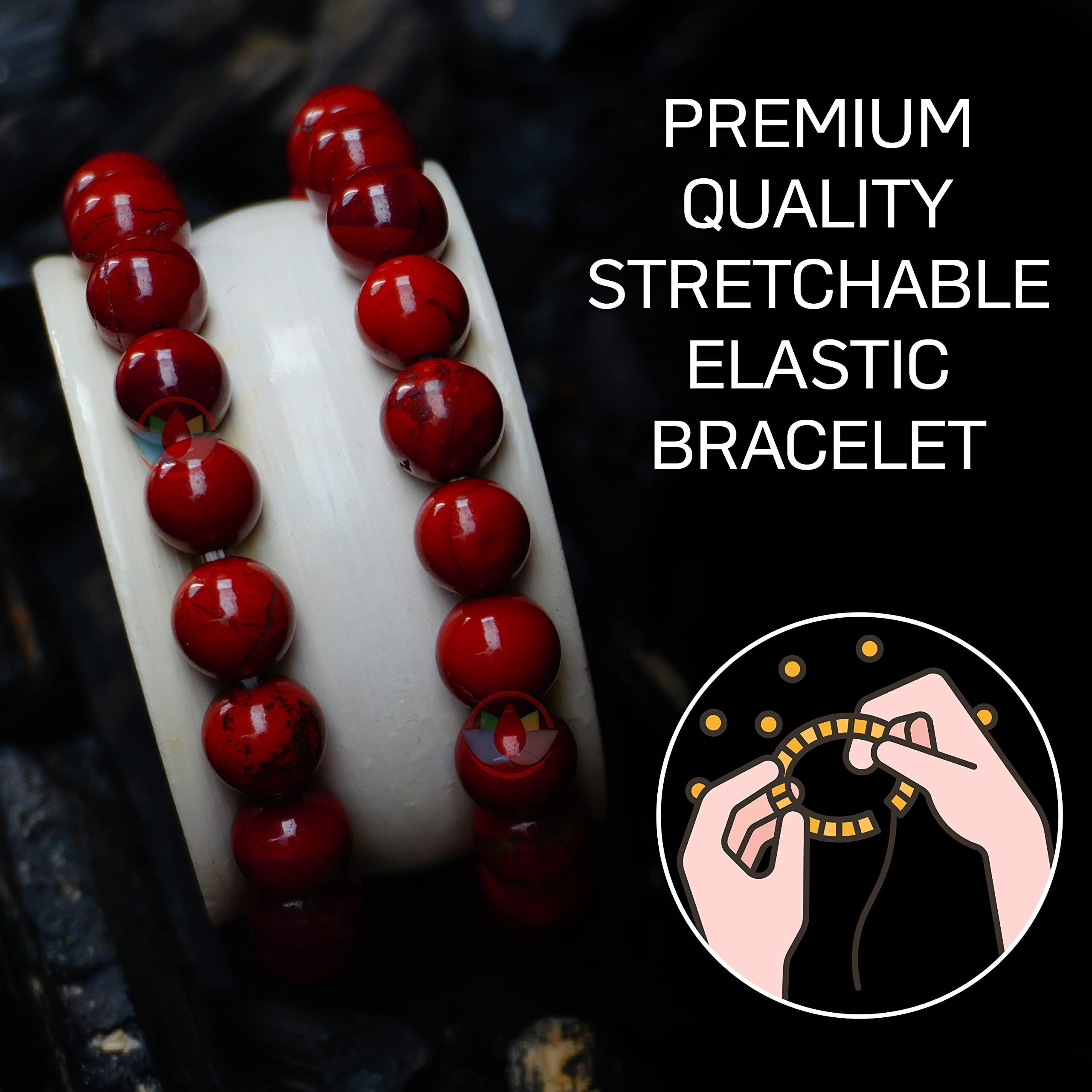 REMEDYWALA Charged Energized Certified Red Jasper Bracelet For Reiki, Balance Chakra, Positive Energy, Healing | Red Jasper Stone Bracelet for Men and Women