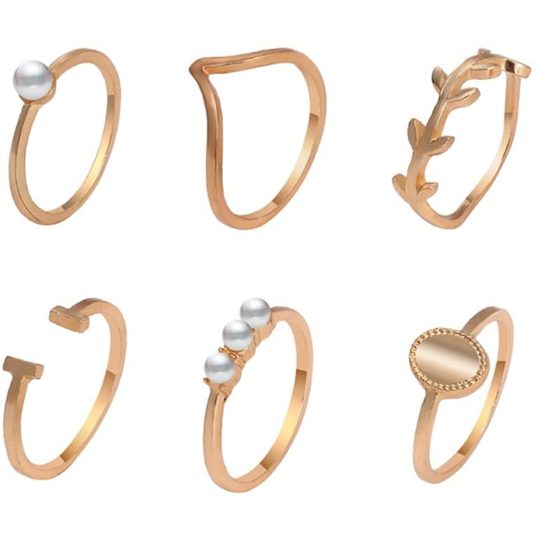Shining Diva Fashion Latest Stylish Metal Boho Midi Finger Rings for Women and Girls - Set of 6 (12990r)