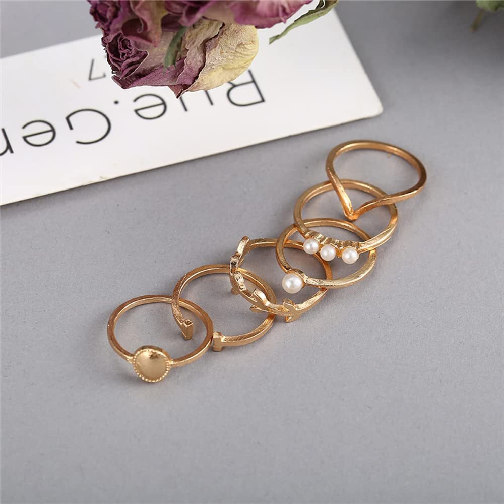 Shining Diva Fashion Latest Stylish Metal Boho Midi Finger Rings for Women and Girls - Set of 6 (12990r)