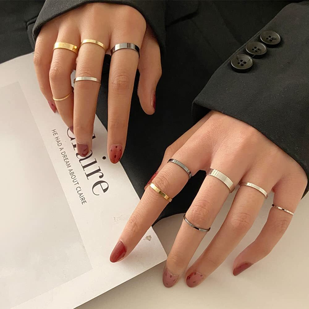 Shining Diva Fashion Latest Stylish Boho Midi Finger Rings for Women and Girls - Set of 11 (13042r), Multicolor