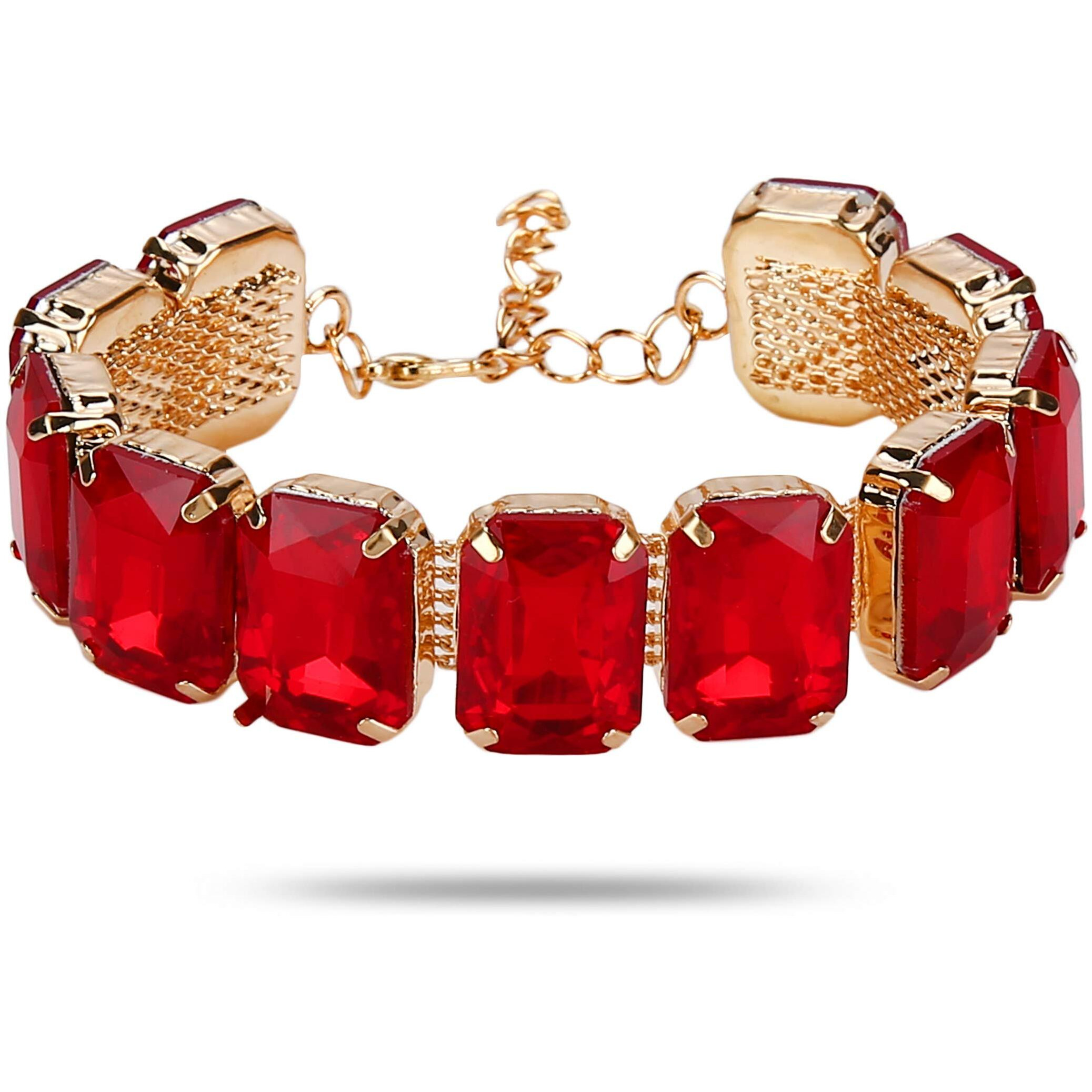 YouBella Valentine Gift for Girlfriend/Wife Jewellery Crystal Bangle Bracelet For Girls and Women (Red)