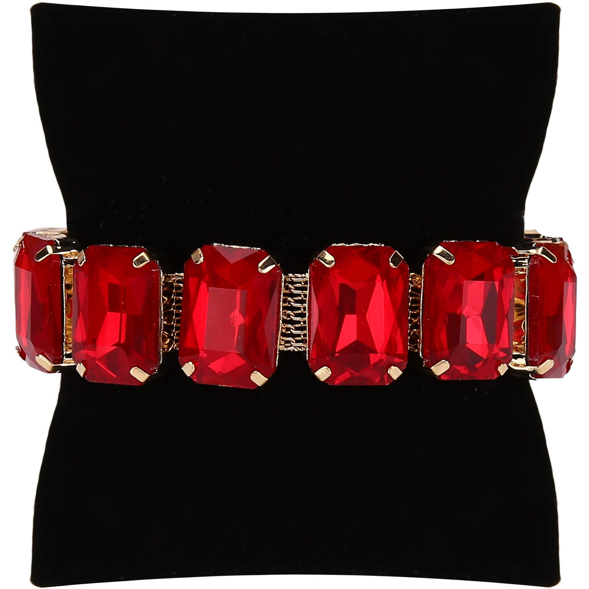 YouBella Valentine Gift for Girlfriend/Wife Jewellery Crystal Bangle Bracelet For Girls and Women (Red)
