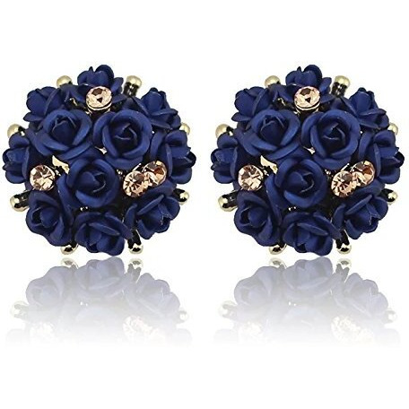 Shining Diva Fashion Stylish Stud Earrings For Womens And Girls(Navy Blue)(9181Er)