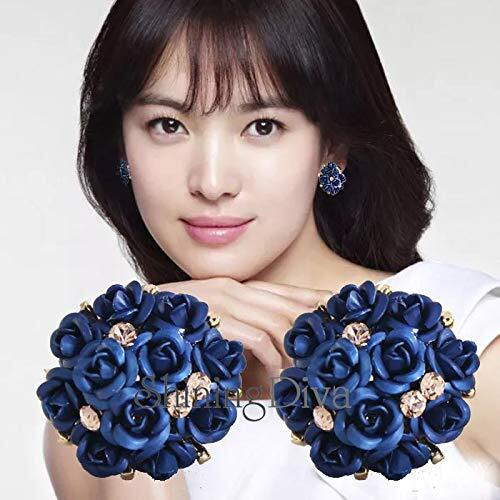 Shining Diva Fashion Stylish Stud Earrings For Womens And Girls(Navy Blue)(9181Er)