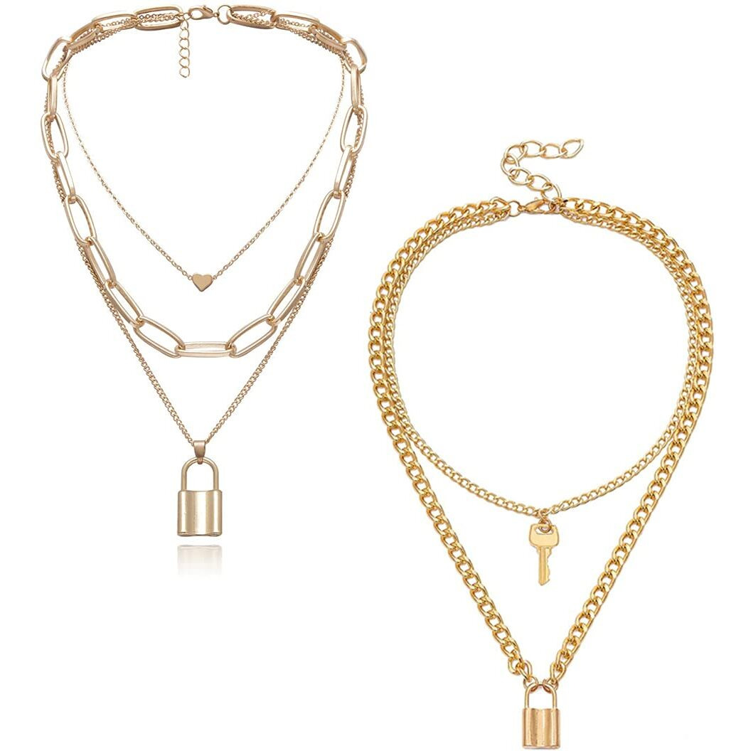 YouBella Jewellery Stylish Combo of Two Necklace Chains for Women and Girls (Style 1)