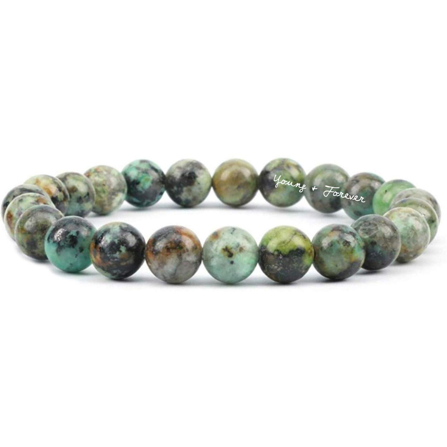 Young & Forever Gift Dvine African Turquoise Beads Reiki Healing Bracelet for Men Women Boys Girls