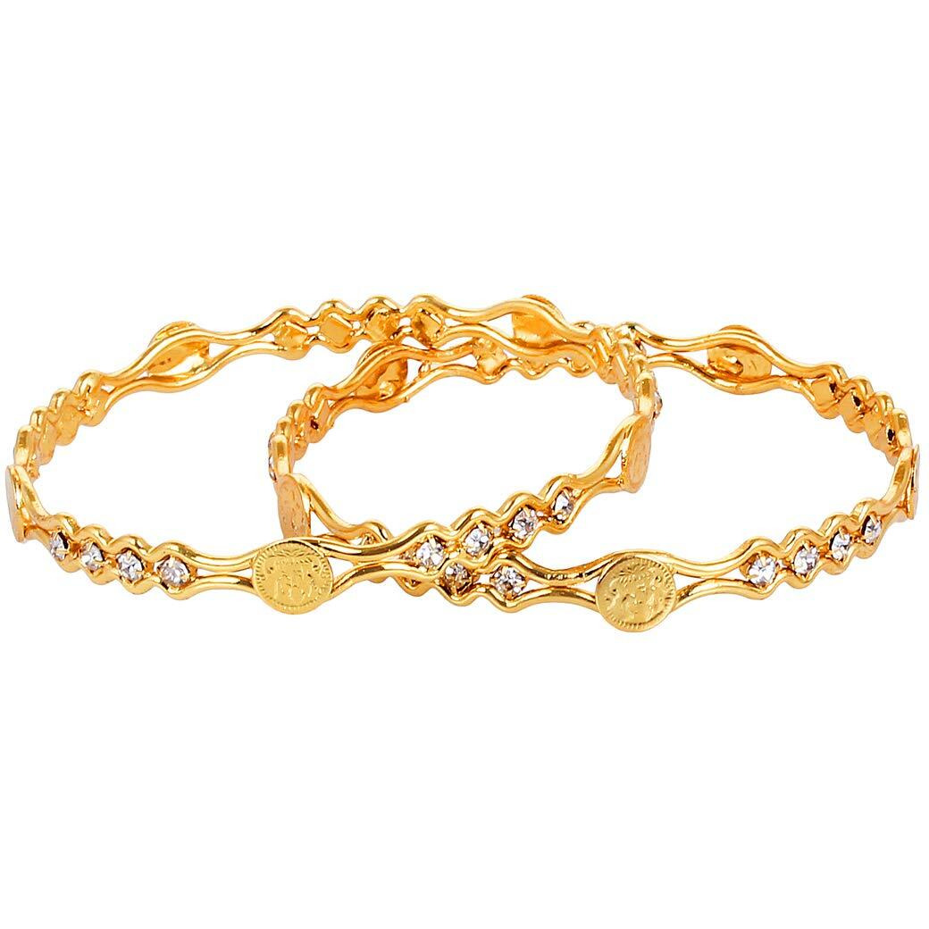 YouBella Fashion Jewellery Traditional Combo of Gold Plated Bracelet Bangles Set For Girls and Women (2.6)