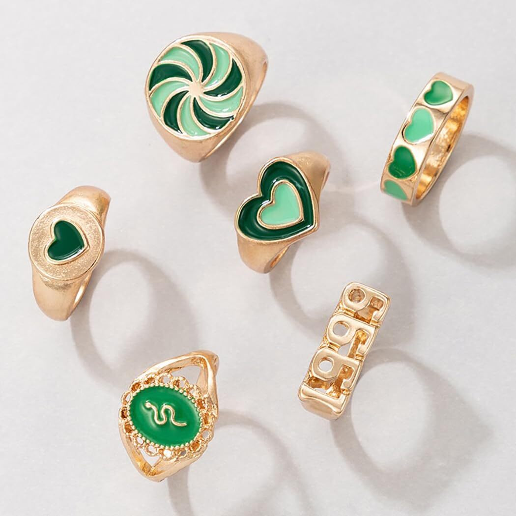 YouBella Jewellery Gold Plated Enamelled Combo of Rings for Girls and Women (Style 2)