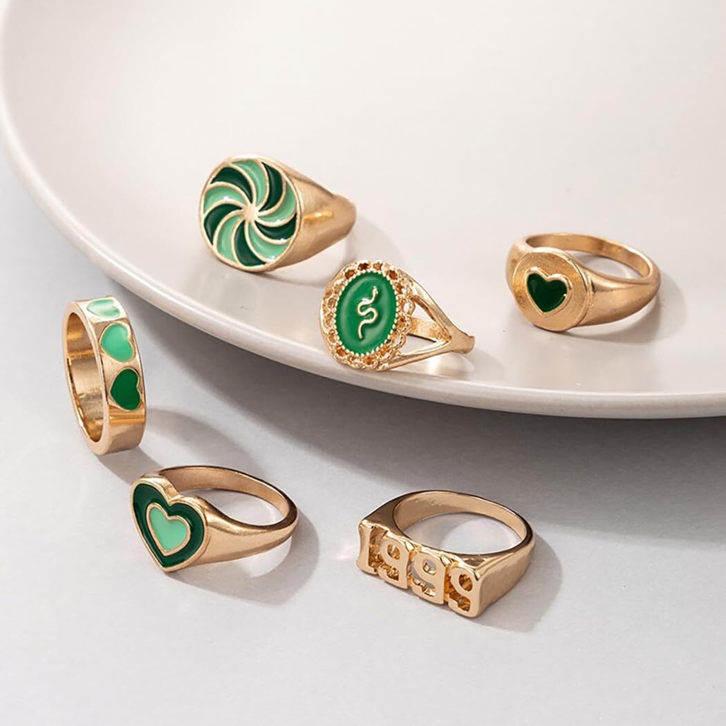 YouBella Jewellery Gold Plated Enamelled Combo of Rings for Girls and Women (Style 2)