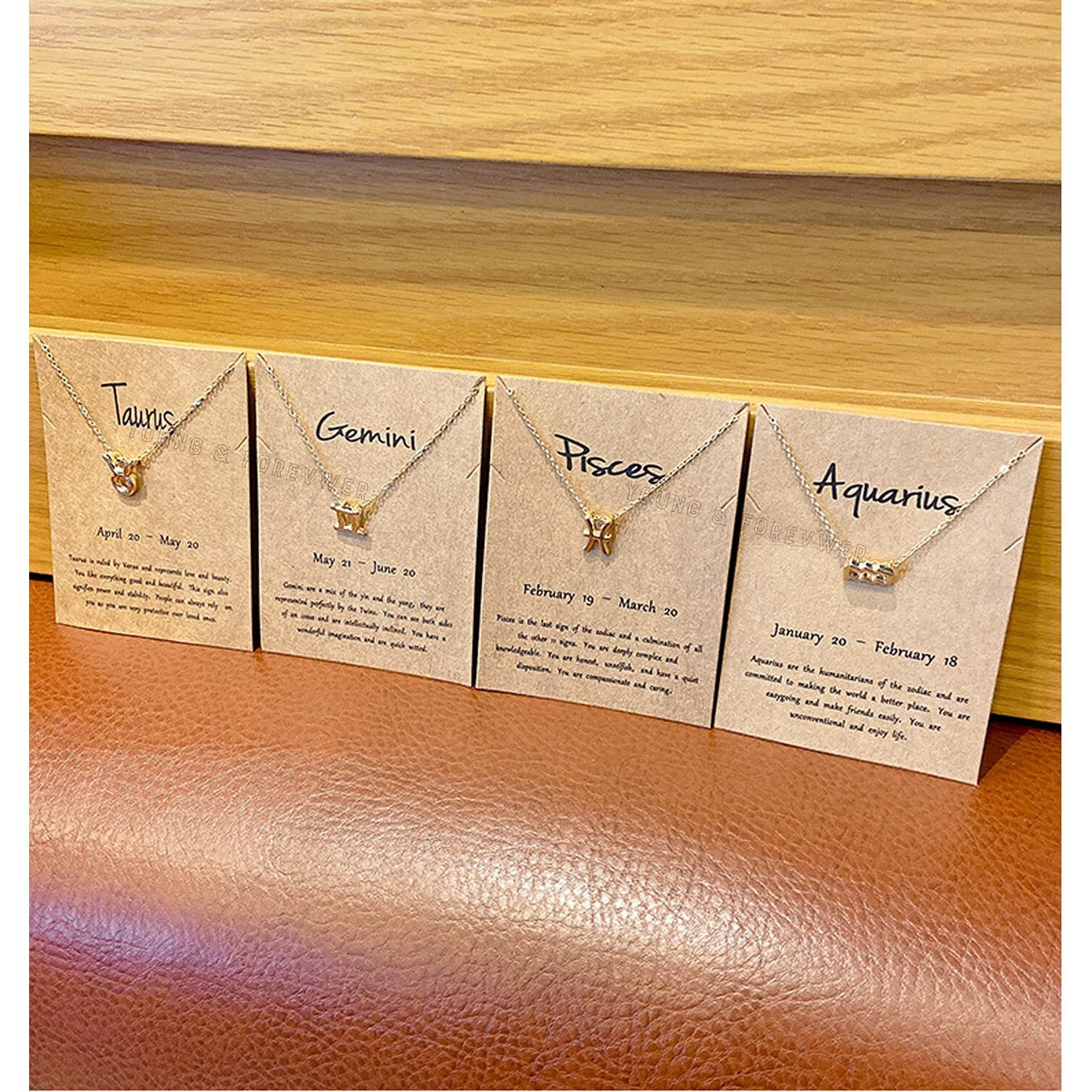 Young & Forever 18K Gold Plated Virgo Necklace 12 Zodiac Sign Constellation Letter Pendant Necklace for Women Girls, 18 Birthday Gift