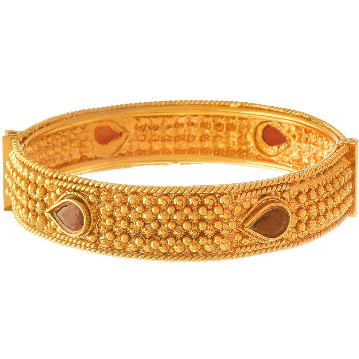 JFL - Jewellery for Less Traditional Ethnic One Gram Glod Plated Red Stone Designer Openable Bangle Kada for Women,