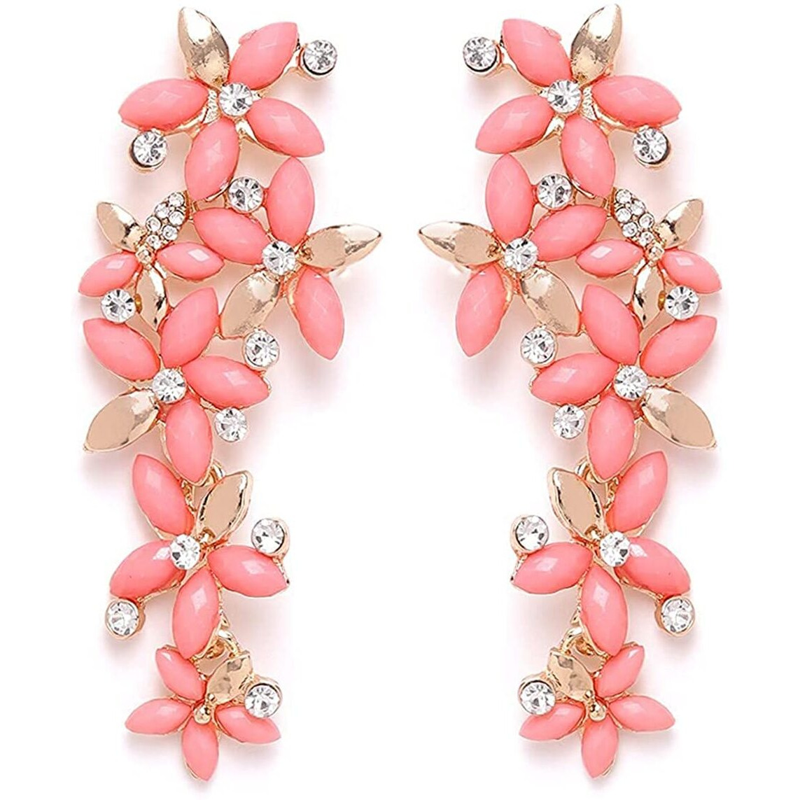 YouBella Jewellery Designer Gold Plated Hanging Earrings for Girls and Women (Light Pink)