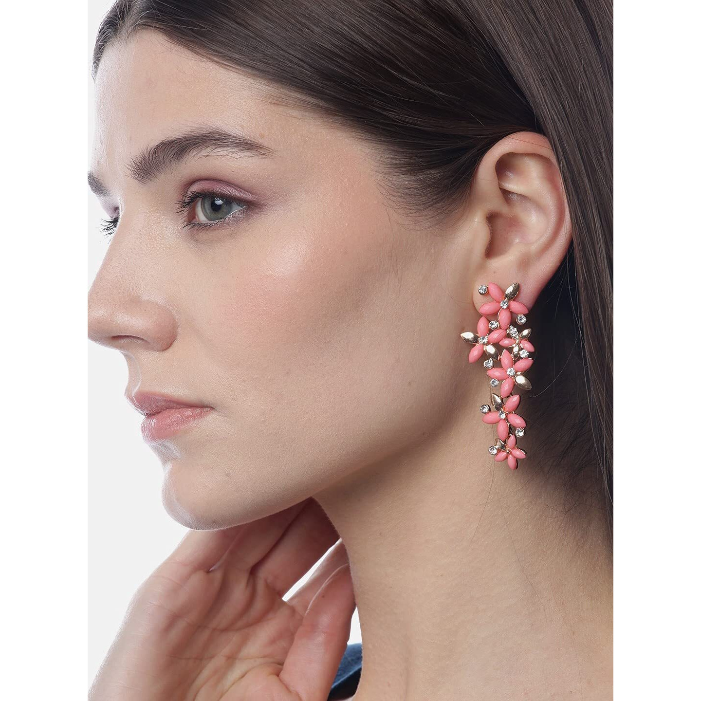 YouBella Jewellery Designer Gold Plated Hanging Earrings for Girls and Women (Light Pink)