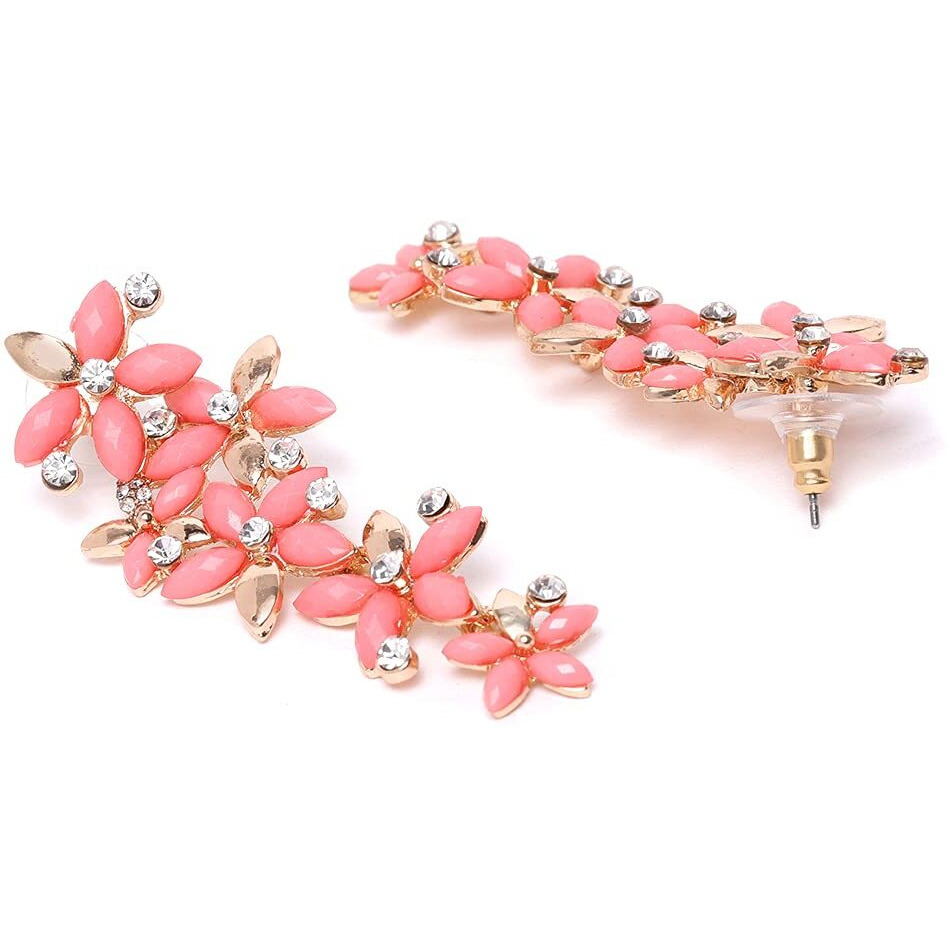 YouBella Jewellery Designer Gold Plated Hanging Earrings for Girls and Women (Light Pink)