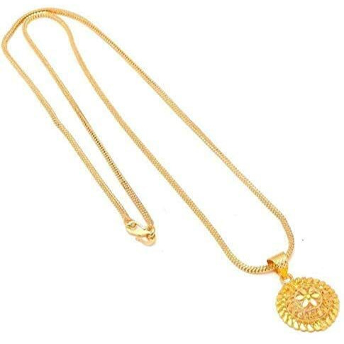 Handicraft Kottage 1gm 22Ct Gold Plated chain with Pandent | latest & Stylish Celebrity Inspired Chain/Necklace/Jewellery Set/Fashion jewellery for Men, Women Boys Girls